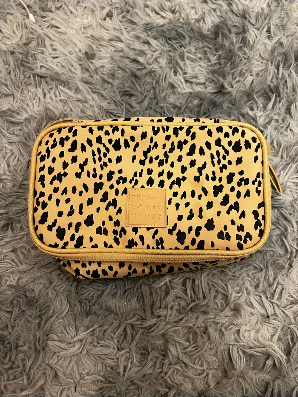 Leopard Print Cosmetic Bag in Yellow
